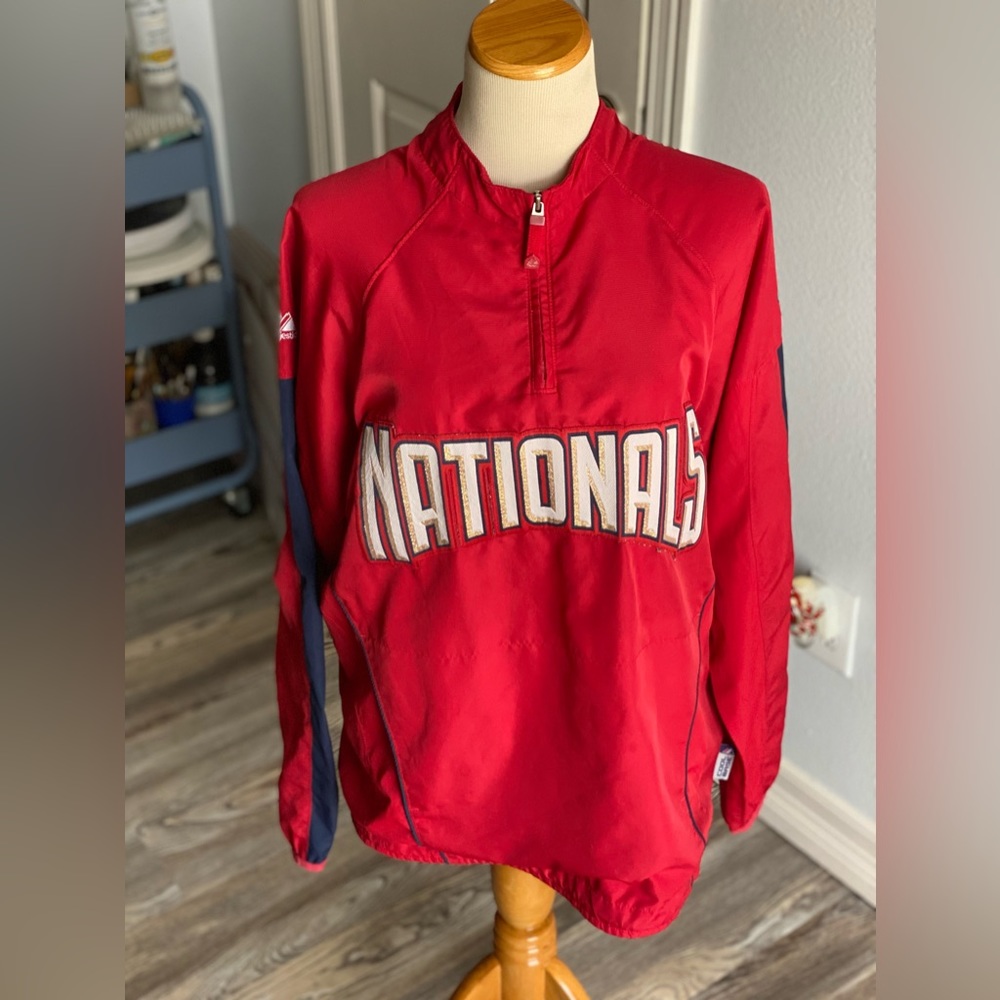 Vintage Majestic Washington Nationals 3/4 Zip Jacket